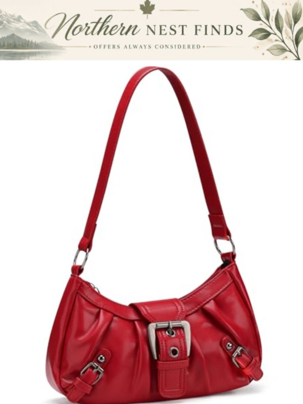 Vegan Leather Shoulder Bag Zipper Vintage Handbag